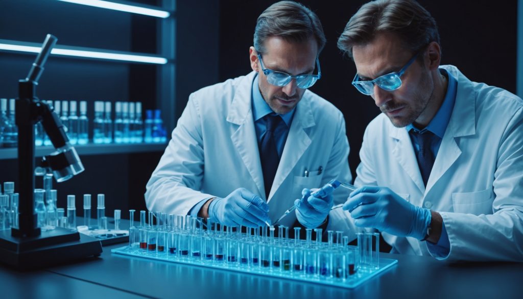 Scientifique analysant des échantillons d'immunothérapie en laboratoire