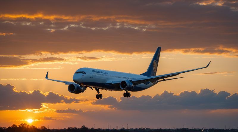 Avion de ligne commercial au décollage, symbole des résultats financiers du secteur aérien en 2026