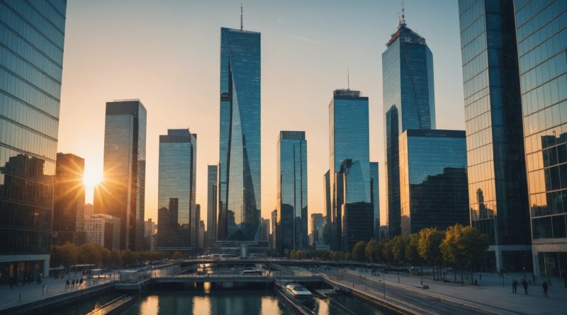 Skyline d'affaires françaises illustrant la progression du climat des affaires