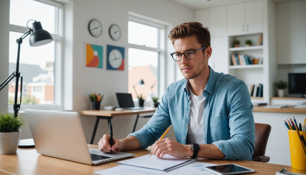 Entrepreneur travaillant sur son activité de micro-entreprise