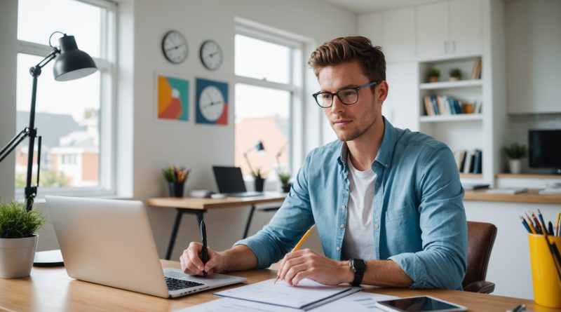 Entrepreneur travaillant sur son activité de micro-entreprise