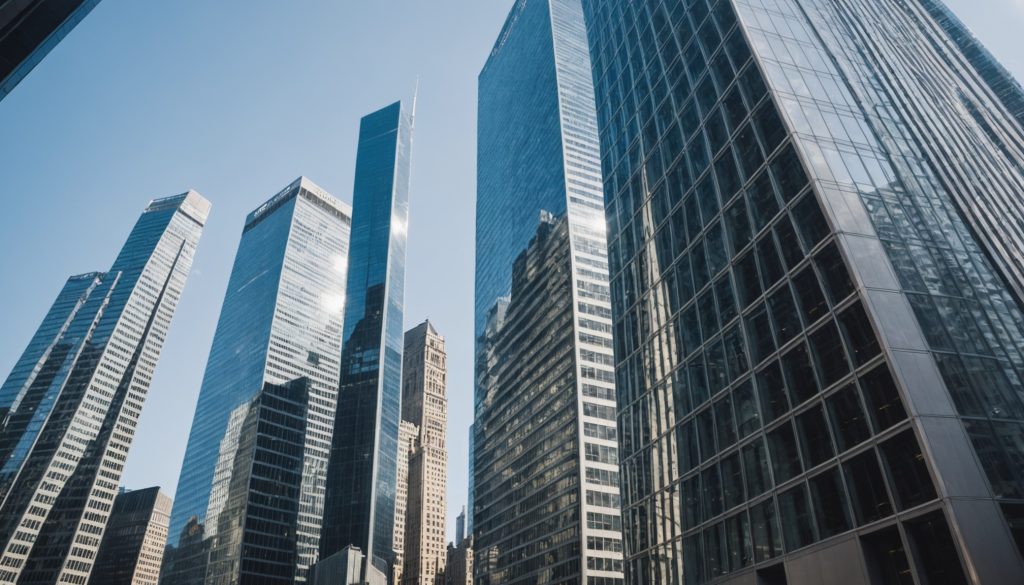 Tour de bureaux moderne symbolisant les resultats financiers des grandes entreprises francaises