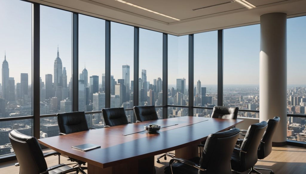 Bureau de direction moderne illustrant une nomination de dirigeant d'entreprise