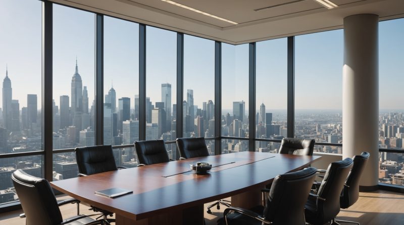 Bureau de direction moderne illustrant une nomination de dirigeant d'entreprise