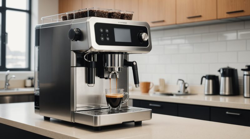 Machine à café moderne dans un espace de pause en entreprise