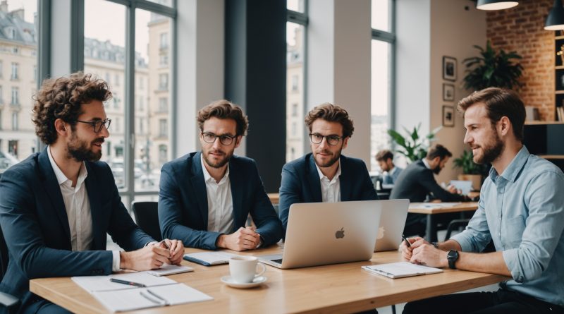 Jeunes entrepreneurs français travaillant dans un espace de coworking
