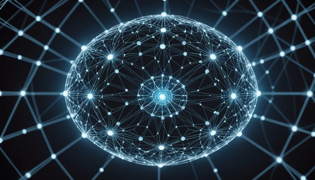Illustration abstraite d'un reseau neuronal topologique europeen, securite des donnees