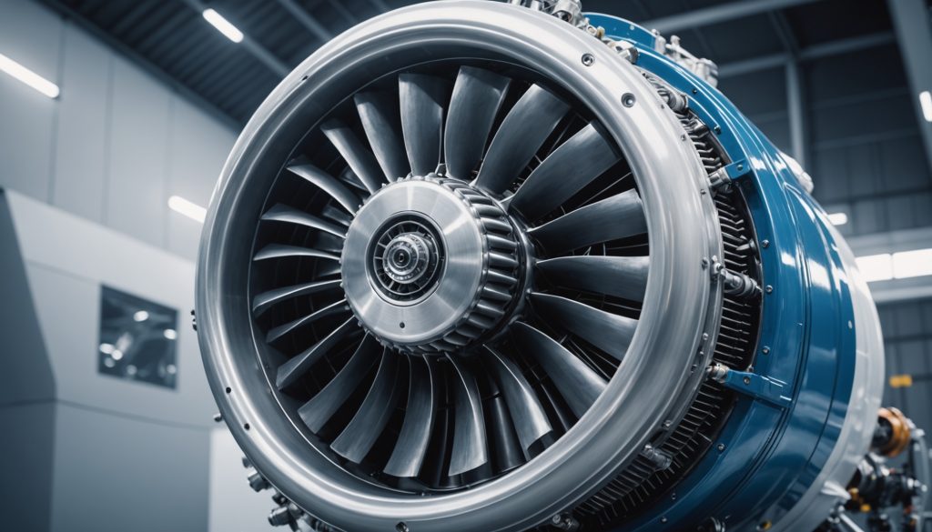 Turbine d'avion avec vapeur, illustration d'une technologie de propulsion aéronautique bas carbone