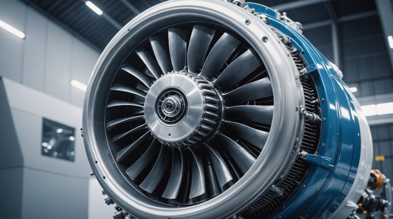 Turbine d'avion avec vapeur, illustration d'une technologie de propulsion aéronautique bas carbone