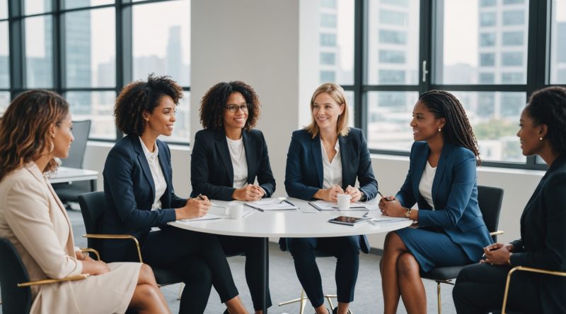Groupe de femmes entrepreneures échangeant lors d'une session de mentorat