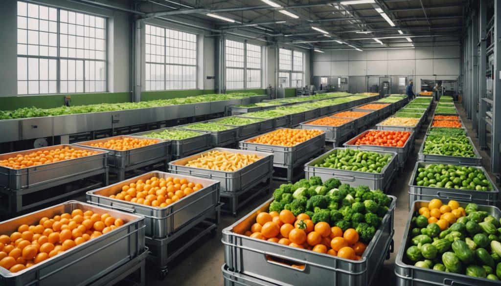 Illustration d'une usine agroalimentaire de transformation de légumes