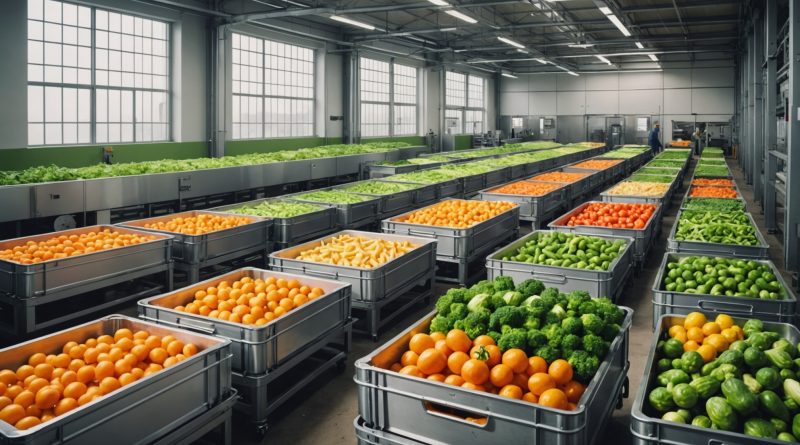 Illustration d'une usine agroalimentaire de transformation de légumes