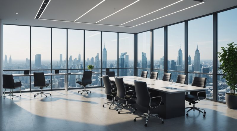 Illustration générée par IA représentant un bureau de direction d'entreprise, ne représente pas une personne réelle